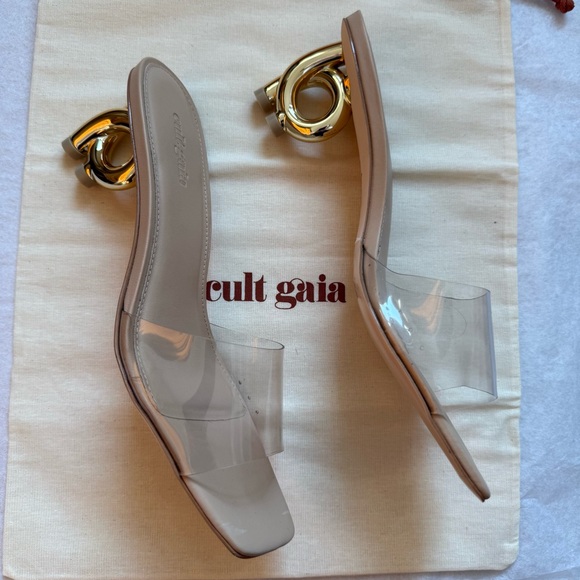 cult gaia Shoes - Cult Gaia Cora Clear Sculptural Heel Sandal Size 39 (US 9)